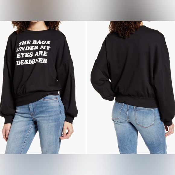 Bags Under My Eyes Are Designer Black White Top Sweater Ten Sixty Sherman Medium - Picture 2 of 12